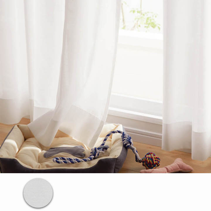 小窓用 オーダー レースカフェカーテン／幅101〜150cm×丈201〜250cm／夜も透けにくいプレーンで艶やかな防炎遮像レースカフェカーテン「ベール」 小窓用 オーダー レースカフェカーテン／幅351〜400cm×丈101〜150cm